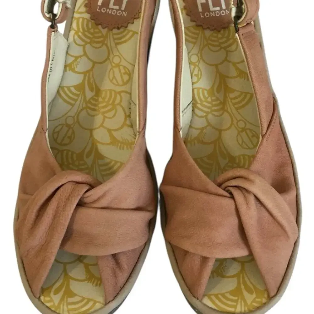 Fly London Womens Yakin Slingback Wedge Sandals Leather Platform EU 41